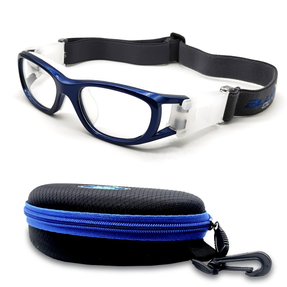 BLUE CUT Safety Basketball Goggles For Kids for Outdoor Sports Activities Soccer Football Anti Fog Lenses (Blue)