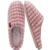 COFACE Mens Pink Flano Plaid Cozy Memory Foam scuff Slippers Slip On Warm House Shoes Indoor/Outdoor With Best Arch Support Size 9 view 2