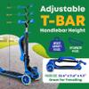 3 Wheel Scooter for Kids with Foldable Seat, Adjustable Handlebar Height, Lean-to-Steer Ride On Toy for Kids Ages 2+, Light-Up LED Wheels, Wide Anti Slip Deck, Indoor & Outdoor Use, Blue view 2