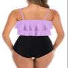 Adisputent Womens High Waisted Bathing Suits Flounce Halter Tank Top Bikini Bottoms Tummy Control Modest Swimwear Two Piece Swimsuits Tankini Purple Black XL view 2