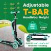 3 Wheel Scooter for Kids with Foldable Seat, Adjustable Handlebar Height, Lean-to-Steer Ride On Toy for Kids Ages 2+, Light-Up LED Wheels, Wide Anti Slip Deck, Indoor & Outdoor Use, Teal view 2