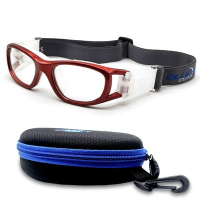 BLUE CUT Safety Basketball Goggles For Kids for Outdoor Sports Activities Soccer Football Anti Fog Lenses (Red)