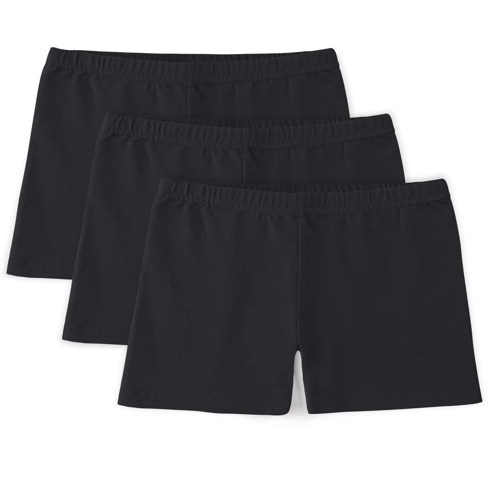 BOOPH Girls Bike Shorts Cartwheel Dance Shorts for Kids Under Dress 5-6 Years Black 3 Pack