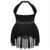 TSSOE Kids Girls Sleeveless Halter Shiny Sequins Lyrical Dance Dress Ballet Leatard Figure Skating Dress Black 16 Years view 2