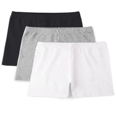 BOOPH Girls Bike Shorts Cartwheel Dance Shorts for Kids Under Dress 12-14 Years Black White Gray 3 Pack