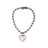 Caiyao Y2K Colorful Big Heart Shape Pendant Necklace Simple Chunky Transparent Glass Puffy Love Heart Beaded Clavicle Chain Necklace Aesthetic Hip Hop Jewelry for Women-C pink view 1