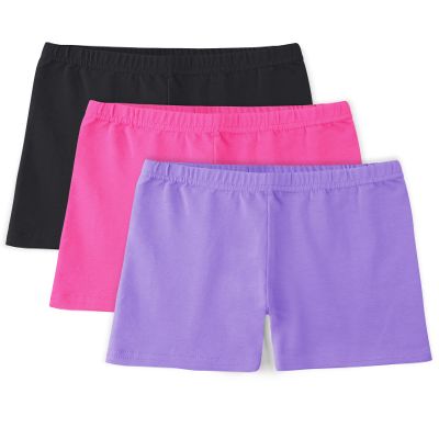 BOOPH Girls Bike Shorts Cartwheel Dance Shorts for Kids Under Dress 9-10 Years Black Rose Purple 3 Pack