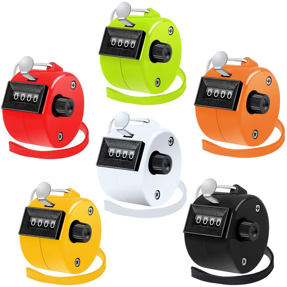BeautyChen 6 Pack Hand Tally Counter 4-Digit Number Clicker Counter with Nylon Lanyard Mechanical Counter Clicker Pitch Counters Click Counter for Coaching Knitting Golf School Sports Events Office