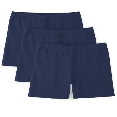 BOOPH Girls Bike Shorts Cartwheel Dance Shorts for Kids Under Dress 9-10 Years Navy 3 Pack