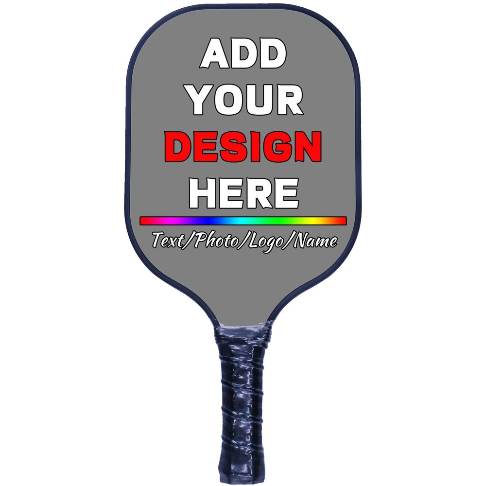 Custom Graphite Pickle Ball Paddle with Comfortable Grips, Lightweight Indoor Outdoor Sports Rackets for All Players Gray