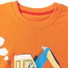 Summer Children's Short Sleeved Shorts Two Piece Knitted Cotton Cartoon Excavator Toddler Summer (Orange, 2-3 Years) view 3