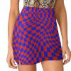 DENFY Psychedelic Red and Blue Chessboard Women's Tennis Skirts Inner Shorts Elastic Sports Golf Skorts with Pockets view 1
