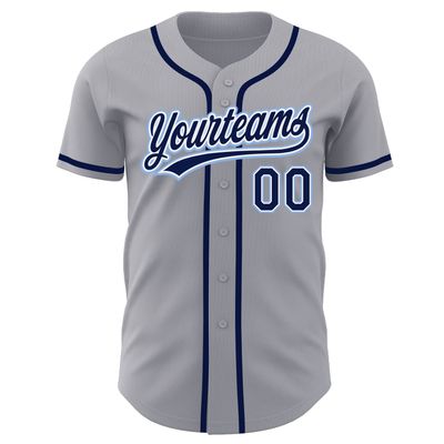 Custom Grey Royal Blue Baseball Jersey Button Down Personalized Stripe Baseball Shirts Short Sleeve Design Your Own Hip Hop Softball Shirts Stitched Team Name Number for Unisex Youth Kids Boys
