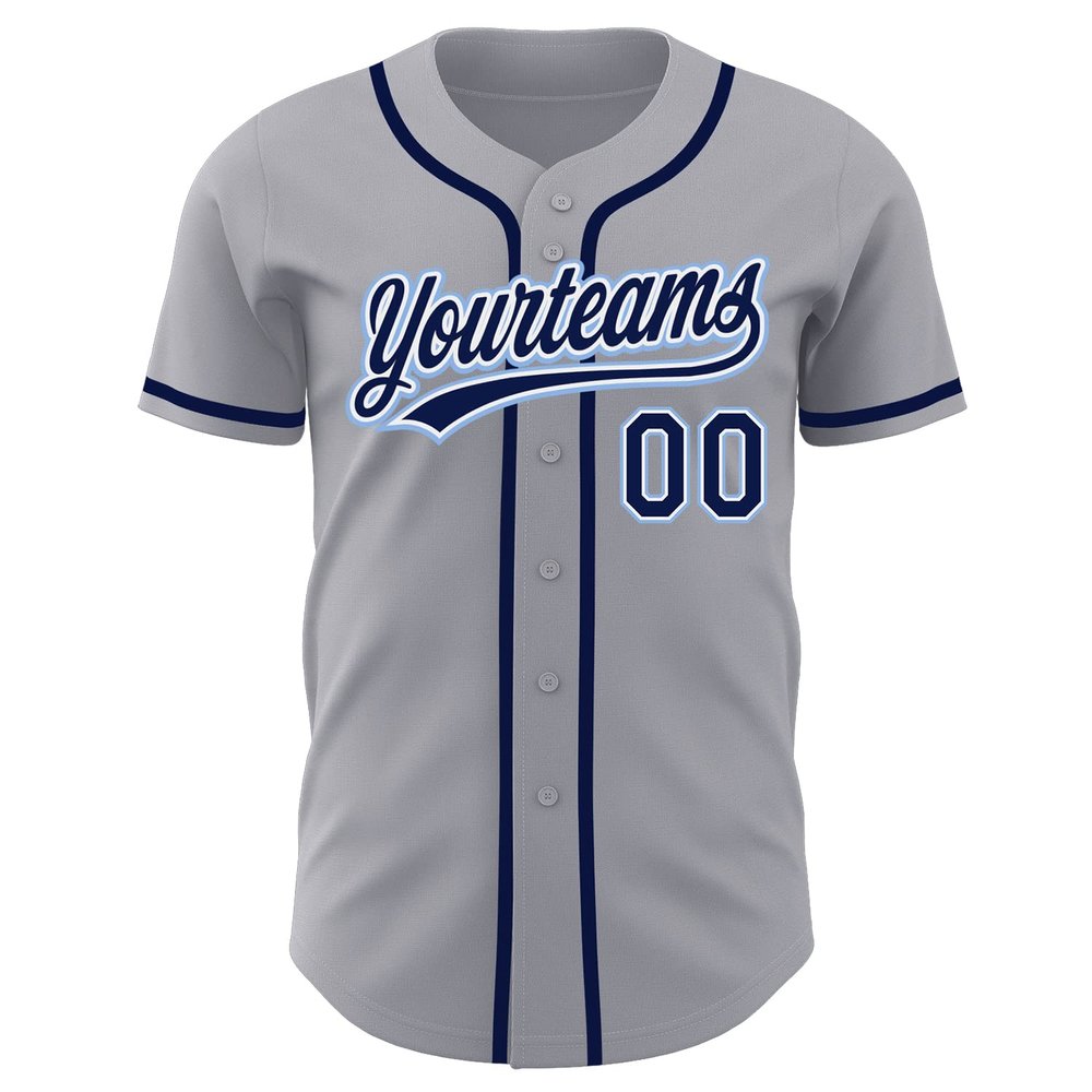 Custom Grey Royal Blue Baseball Jersey Button Down Personalized Stripe Baseball Shirts Short Sleeve Design Your Own Hip Hop Softball Shirts Stitched Team Name Number for Unisex Youth Kids Boys