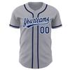 Custom Grey Royal Blue Baseball Jersey Button Down Personalized Stripe Baseball Shirts Short Sleeve Design Your Own Hip Hop Softball Shirts Stitched Team Name Number for Unisex Youth Kids Boys view 1