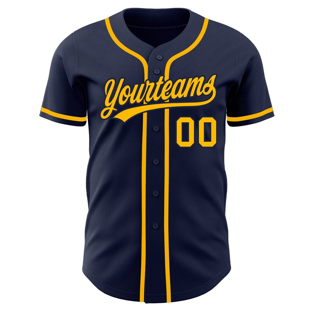 Personalized Men Baseball Jerseys Button Dowm Custom Women Navy Yellow Baseball Hip Hop Shirts Polyester Design Your Own Youth Sports Softball Uniform Jerseys Stitched Name Number Logo
