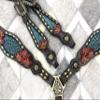 MOUSM Genuine Attractive Horse Argentina Cow Leather Western Horse Bridle Headstall Breast Collar Set (Full) view 3