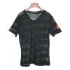 JEsilunmaMY Men's Hollow Mesh Beach T-Shirt Short Sleeve V Neck See Through Hipster Tee Solid Color Breathable Loose T-Shirts (US Size M Asia L,Black) view 3