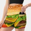 DENFY Cheeseburger Fast Food Pattern Women's Tennis Skirts Inner Shorts Elastic Sports Golf Skorts with Pockets view 2