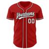 Custom Red White Baseball Uniform for Men Short Sleeve Personalized Novelty Baseball Jerseys for Women Button Down Customize Softball Baseball Hip Hop Shirts for Boys Stitched Sports Team Jerseys view 1