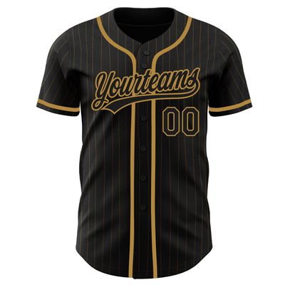 Personalized Men Pinstripe Baseball Shirts Black Old Gold Custom Women Stripe Baseball Jerseys V-Neck Polyester Customize Youth Hip Hop T-Shirts Sports Uniform Stitched Team Name Number Logo