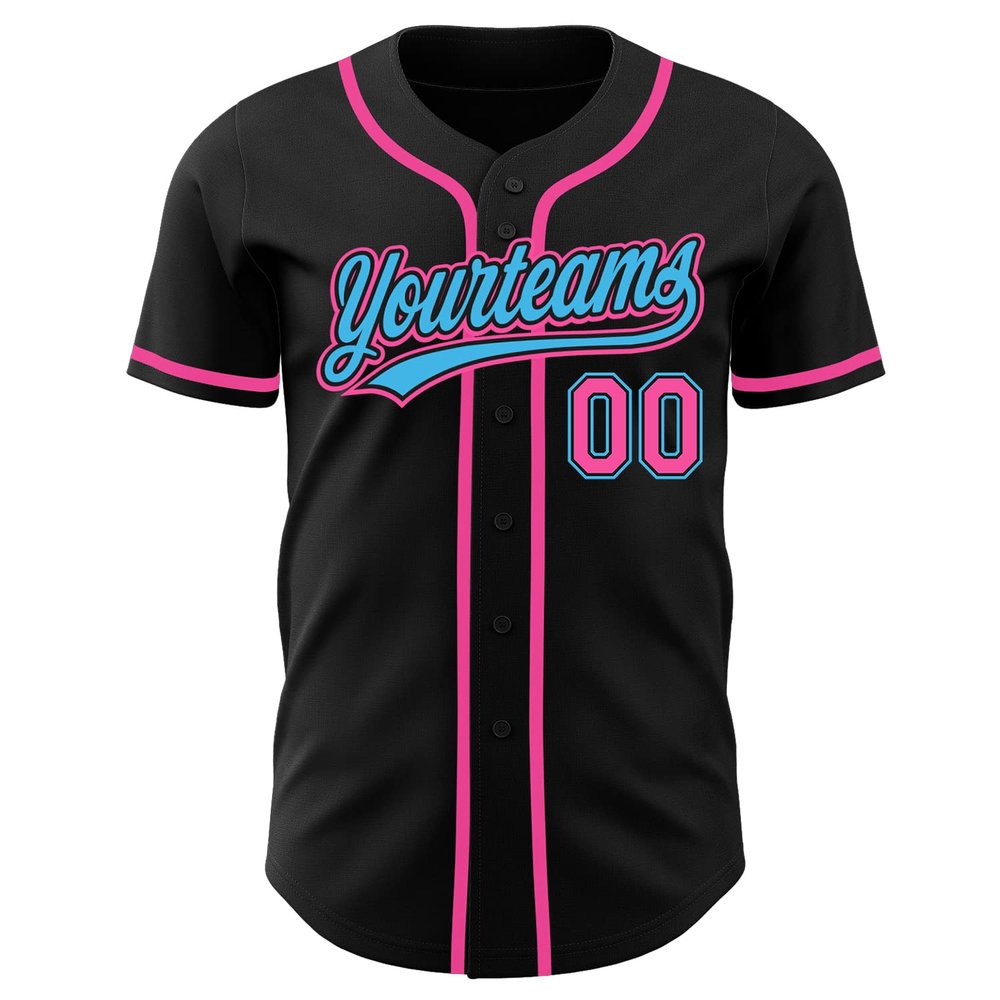 Personalized Men Baseball Shirts Black and Pink Sky Blue Custom Women Stripe Baseball Jerseys V-Neck Polyester Customize Youth Hip Hop T-Shirts Sports Uniform Stitched Team Name Number Logo