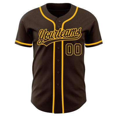LTOCMKIY Customize Brown Yellow Baseball Jerseys for Men Women Youth Button Down Personalized Baseball Shirts Hip Hop Sports Uniform Stitched Team Name Number Logo