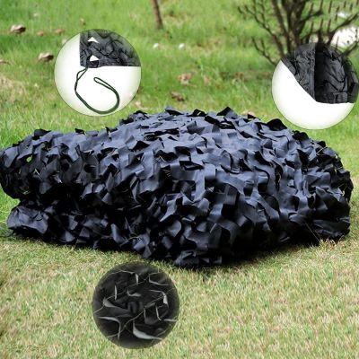 Black Camouflage Netting 150D Oxford Fabric,Camo Netting, Bulk Roll Camouflage Netting, Military Hunting Mesh Nets Free Cutting For Hunting Blind Sunshade Shooting Theme Party Decoration(Size:2mX8m)