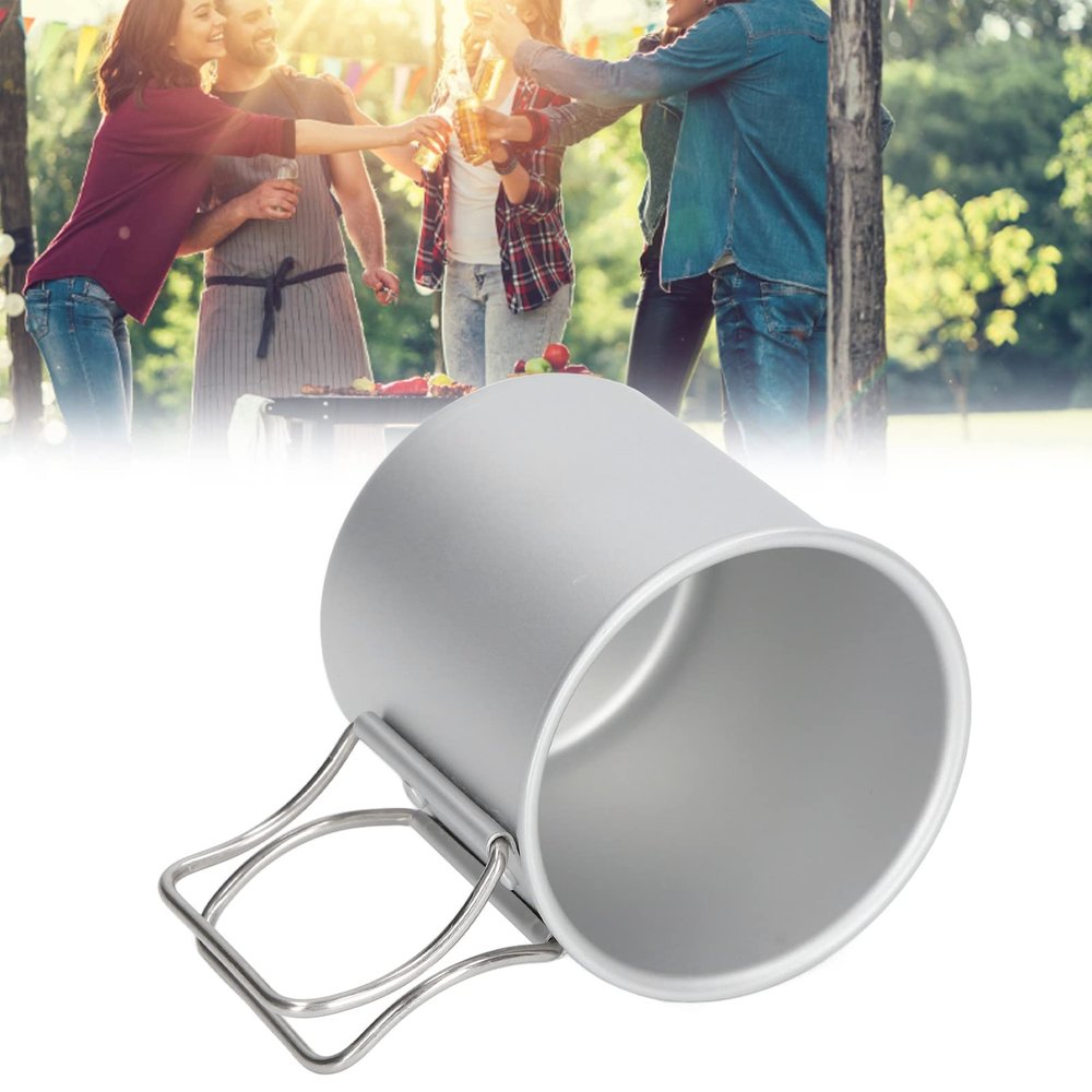 BestAlice Stainless Steel Camping Cup, Insulated Cup Outdoor Camping Mugs with Foldable Handle, Aluminum Oxide Ultra Light High Strength Picnic Water Mug for Outdoor Drinkware
