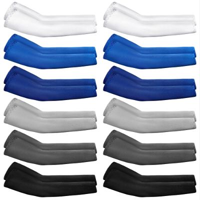 Newcotte 12 Pairs Arm Sleeves for Kids Compression Football Baseball Youth UV Protection Breathable Cooling Sleeve(Classic,4-8 Years)