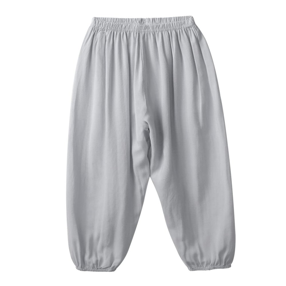 Moggemol Kids Boys Girls Elastic Soft Modal Loose Yoga Sports Dance Harem Pants Baggy Trousers Grey 5-6 Years