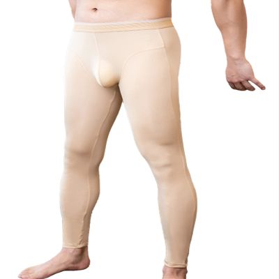 Hansber Mens Thin Stretchy Nylon Compression Base Layer Pants Leggings Thermal Bottoms Long Johns Warm Underwear Nude Large