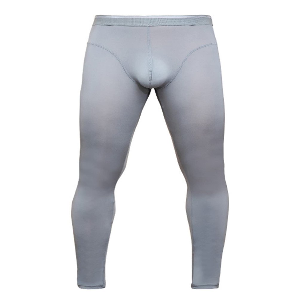 Hansber Mens Thin Stretchy Nylon Compression Base Layer Pants Leggings Thermal Bottoms Long Johns Warm Underwear Gray 3X-Large