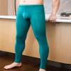 Hansber Mens Thin Stretchy Nylon Compression Base Layer Pants Leggings Thermal Bottoms Long Johns Warm Underwear Green Large view 2