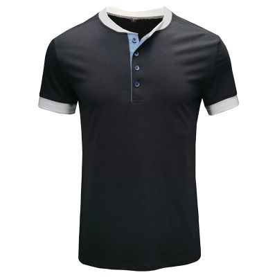 JEsilunmaMY Men's Summer Casual Henley T-Shirts Front Placket Short Sleeve Cotton Shirts Slim Fit Soft Comfy Henley Shirts (US Size XL Asia XXL,Black)