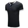 JEsilunmaMY Men's Summer Casual Henley T-Shirts Front Placket Short Sleeve Cotton Shirts Slim Fit Soft Comfy Henley Shirts (US Size XL Asia XXL,Black) view 2