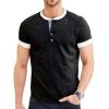 JEsilunmaMY Men's Summer Casual Henley T-Shirts Front Placket Short Sleeve Cotton Shirts Slim Fit Soft Comfy Henley Shirts (US Size XL Asia XXL,Black) view 4