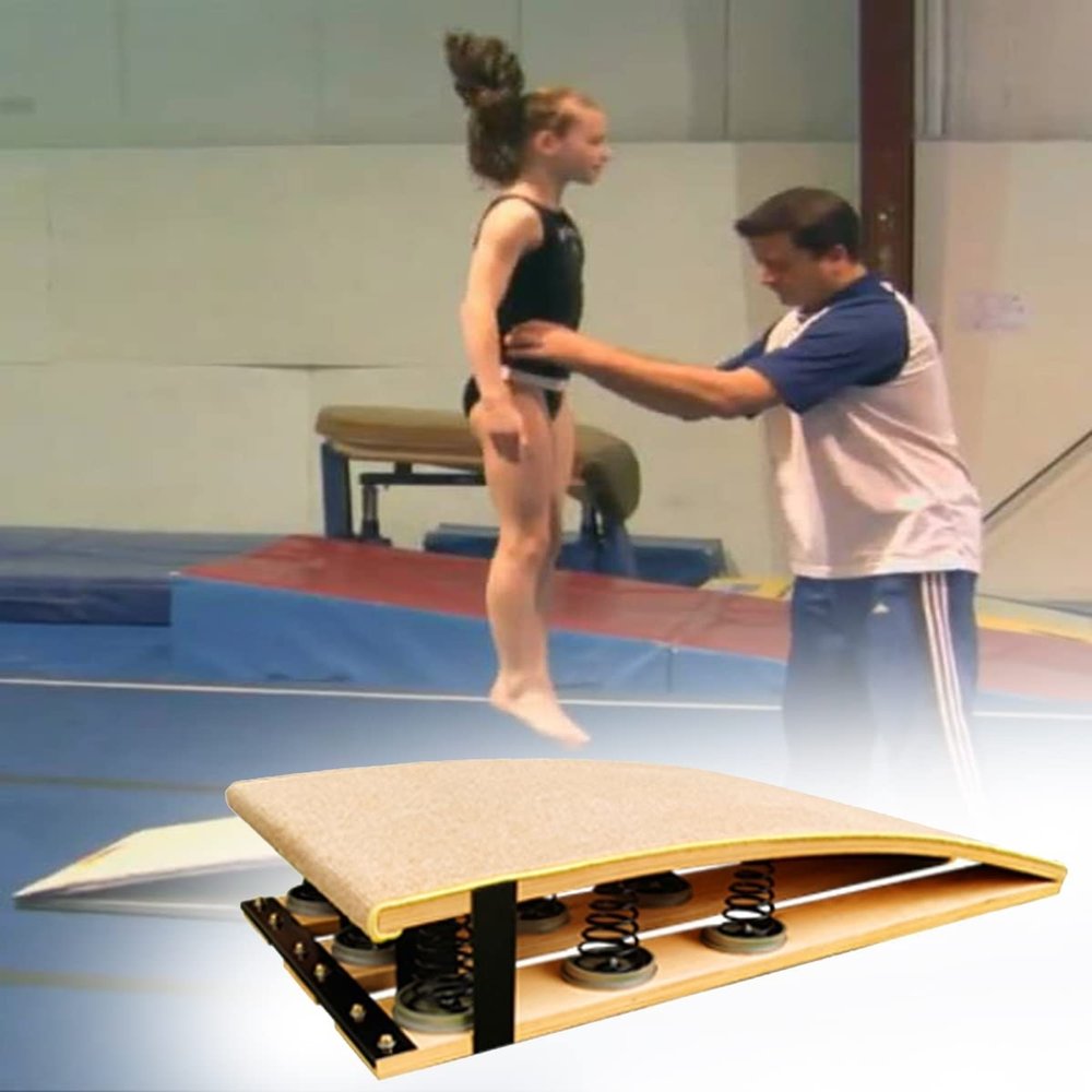 ENHEN Gymnastics Springboard Pro Gymnastics Springboard Max Load 265lbs, Adult Floor Board Sport Equipment, Portable Curved Jump Bridge for Taekwondo Flip/Martial Arts