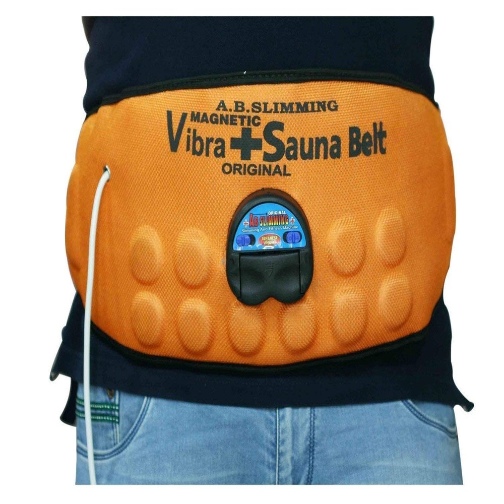 SIUPA Sauna Slim Vibrating Plus Heating Vibrating Magnetic Slimming Orange Belt Vibrating Magnetic Slimming Belt (Men and Women) Free Size, Orange, Free