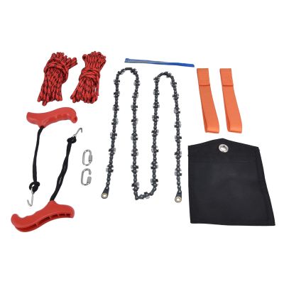 TITA-DONG 53 Inch High Reach Tree Limb Hand Rope Saw, Rope Chain Saw with Double Sides Teeth Blades, Manganese Steel Folding Pocket Chain Saw for Camping Gardening Survival Gear