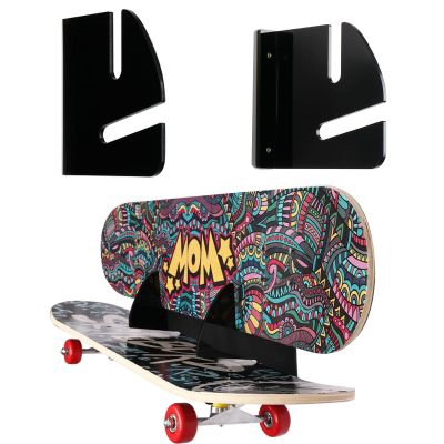 HHUXIUE Wall-Mounted Skateboard Mount - Space-Saving Horizontal Display Rack for Secure Skateboard Storage & Decoration (Black)