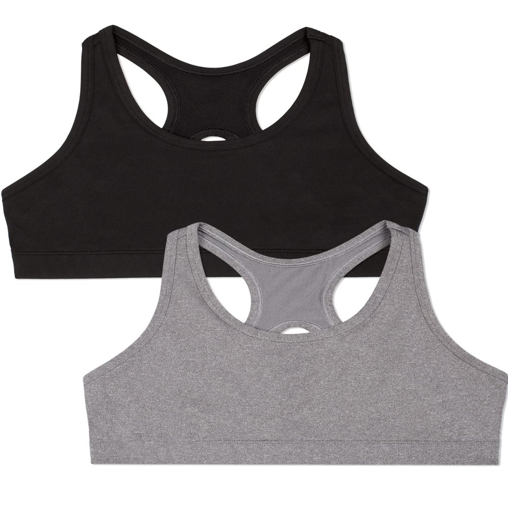 Fruit of the Loom Girl's Stay Dry Racerback Training Sports Bra Multi-Pack
