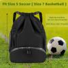 Suaetiai Soccer Bags, Waterproof Drawstring Gym Backpack for Baskestball Rugby Volleyball Yoga, Large Capacity Sports Bag (Black) view 3