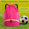 Suaetiai Soccer Bags, Waterproof Drawstring Gym Backpack for Baskestball Rugby Volleyball Yoga, Large Capacity Sports Bag (Rose) view 3