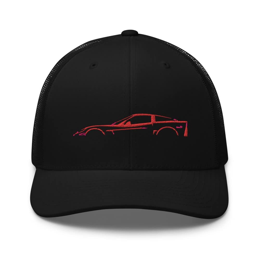 Red Sports Car C6 Outline 6th Gen Corvette Owner Trucker Cap Snapback hat