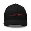 Red Sports Car C6 Outline 6th Gen Corvette Owner Trucker Cap Snapback hat view 1
