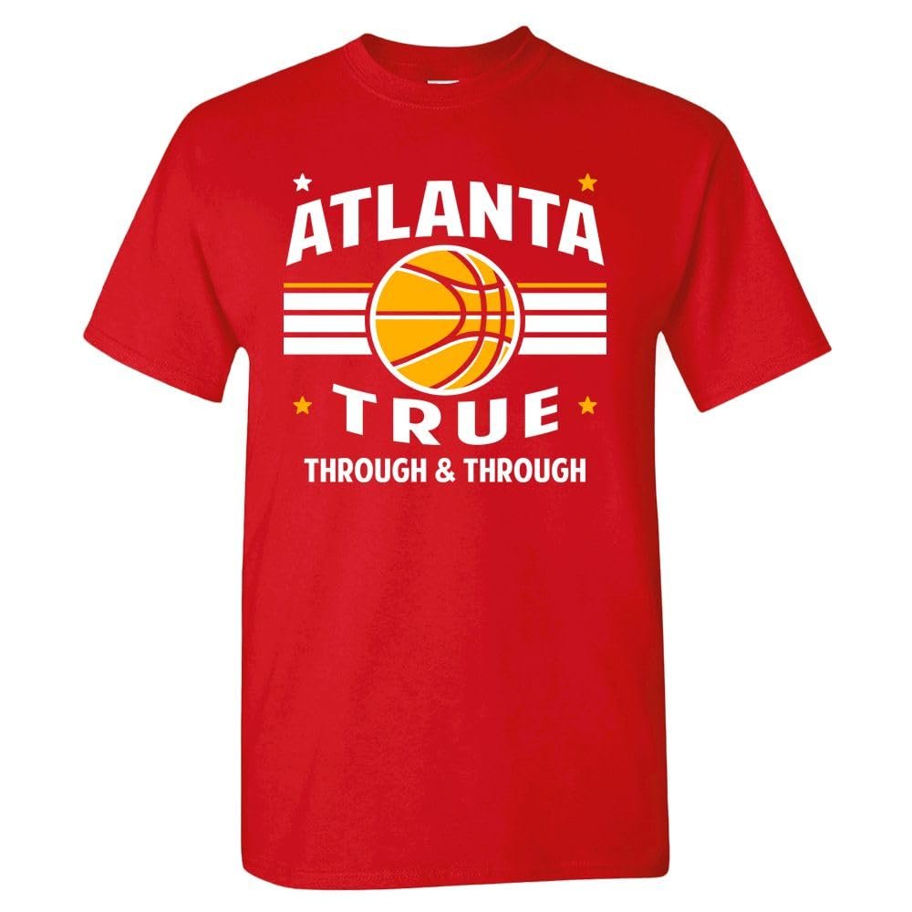 Atlanta Basketball Retro Team Men's Fan T-Shirt (Red Shirt, 2XL)