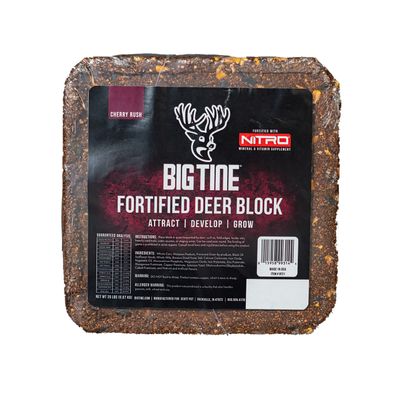 Big Tine Fortified Deer Block, Year Round Deer Attractant, Cherry Rush, 1 Count, 20 lbs Block, Easy to Carry to Remote Locations, Packed with Vitamins and Minerals