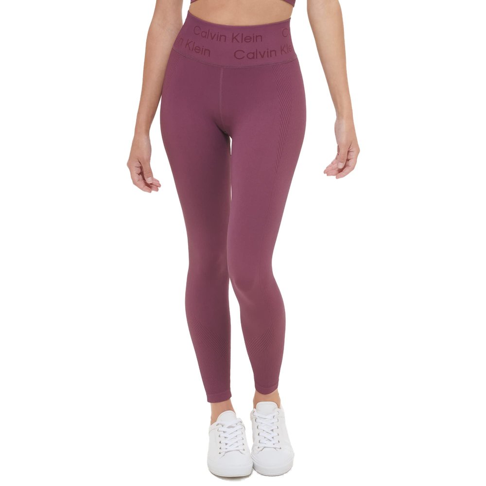 Calvin Klein Performance Women's Calvin Klein Logo High Waist Textured 7/8 Length Tight, Garnet, Medium