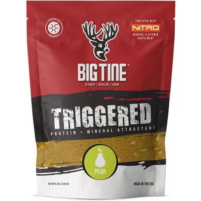 Big Tine Triggered Protein and Mineral Deer Attractant, Pear Flavor, 5 lbs Bag, Great Addition to Wildlife Feed, Long Lasting Scent, Packed with Vitamins and Minerals